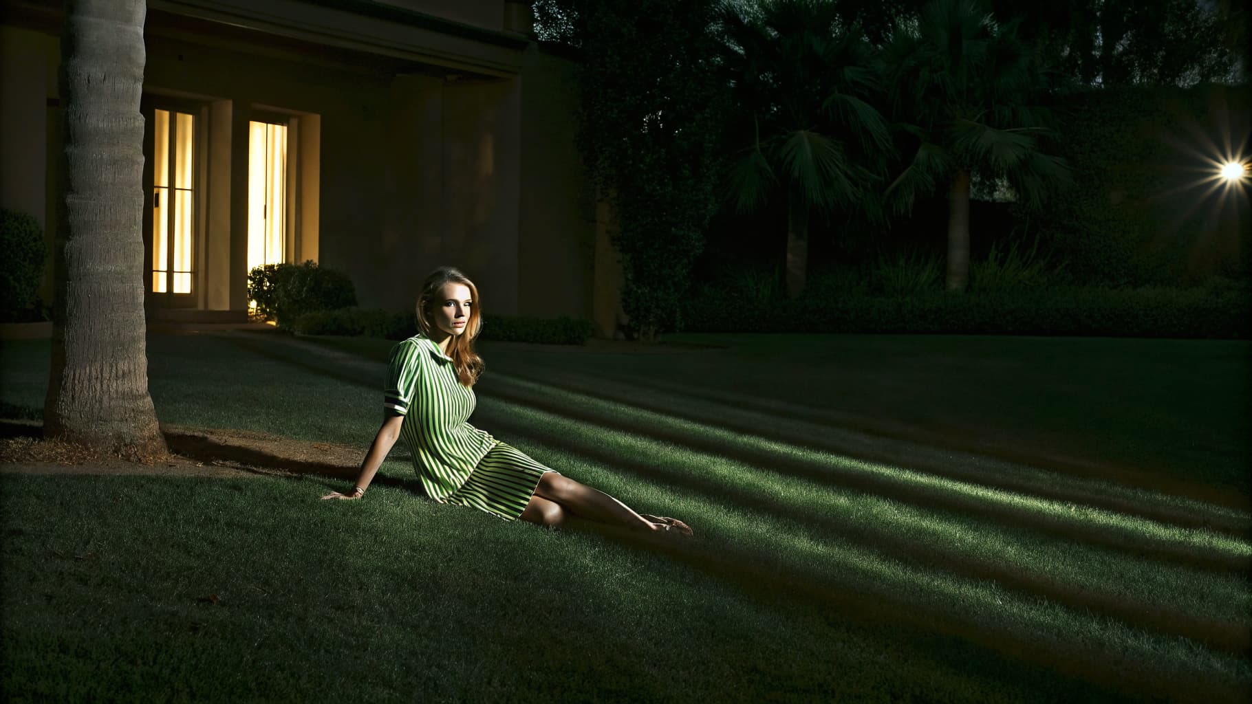 Beautifully maintained lawn at dusk in Southern California